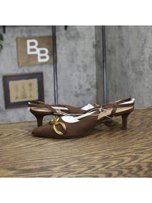 NWT A New Day Tabitha Oversized Chain Sling Back Heels 94305244 Brown 6.5M thumbnail 8