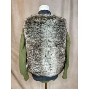 Shade Faux Fur Vest Small Gray Brown Zip Front Cozy Layering Piece thumbnail 2