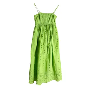 Slate & Willow Green Eyelet Sleeveless Square Neck Empire Midi Dress Size XS thumbnail 5