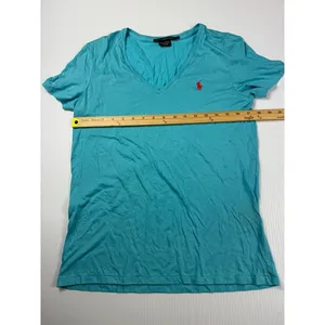 Ralph Lauren Sport V-Neck Pima‎ Cotton Tee Shirt Red Logo Large thumbnail 3