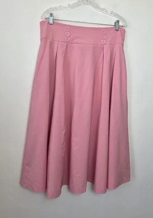 Belle Poque Pink A-Line High Waist Skirt Retro Modcloth Pin Up Rockabilly 50s XL thumbnail 1