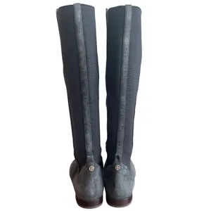 Tory Burch Grey Suede Cap Toe Stretch Back Riding Boots 8.5 thumbnail 3