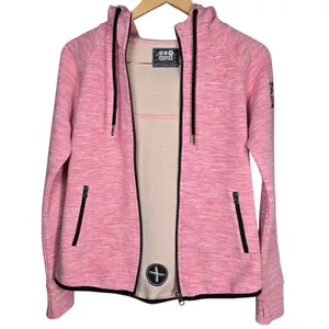 Gym + Coffee Pink Fleck Heathered Full Zip Hoodie‎ Jacket Athleisure Women Small thumbnail 3
