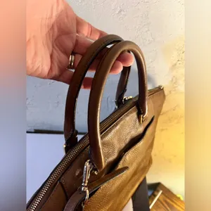 Michael Kors all leather purse with crossbody strap- brown. thumbnail 3