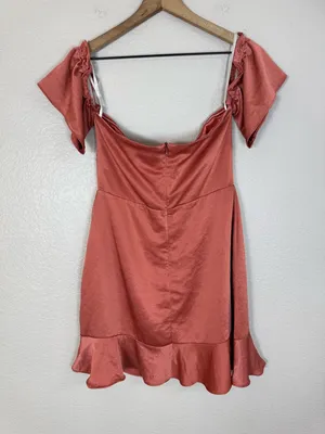 Superdown x Revolve Tammie Off The Shoulder Mini Dress in Rust Satin Large $68 thumbnail 9
