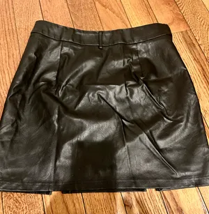 SHEIN NWOT Sexy High Waist Notch Hem Leather A-Line /two front slits L thumbnail 9