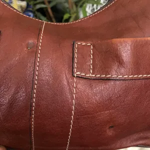 FOSSIL Vintage Y2K Brown leather baguette shoulder hobo hand bag purse boho satchel cargo pockets #grunge #whimsygoth #preppy #officesiren thumbnail 8