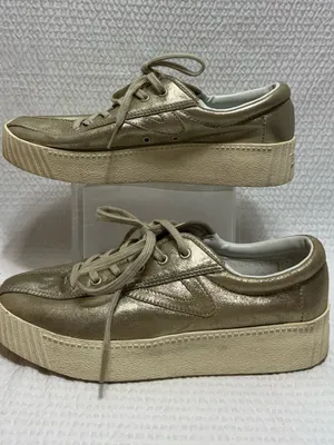 Tretorn Metallic Gold Platform Lace-Up Sneakers - Women's 8 thumbnail 1