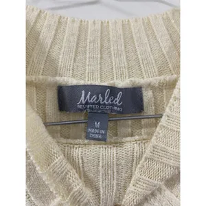 Marled Cream Cable Knit Mock Neck Sweater M Cozy Chunky Ribbed Winter Pullover thumbnail 4