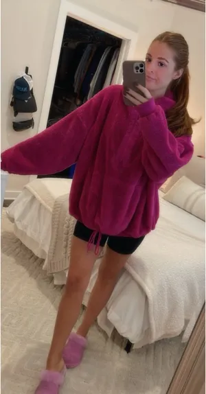 JoyLab Pink Sherpa Pullover thumbnail 1