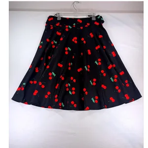 Belle Poque Black Cherry Print A-Line Swing Skirt Rockabilly Pin Up Size Large thumbnail 9