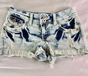 Y2K Acid Wash Low Rise Denim Mini Shorts 0/25" Amethyst thumbnail 1