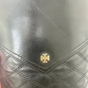 Tory Burch Claremont Quilted Leather Riding Boots Black Gold Logo 8.5 thumbnail 10