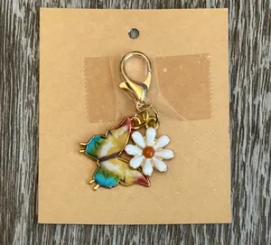 Handmade NWT Colorful Butterfly & Daisy Flower Charm For Handbag Jewelry etc thumbnail 3