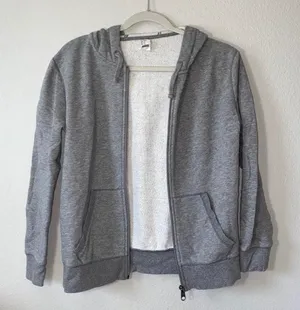gray zip up hooded jacket thumbnail 1