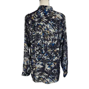 Cabi Medium Top Abstract Ruffled Button-Up Pullover Long Sleeves Hi-Low Hemline thumbnail 5