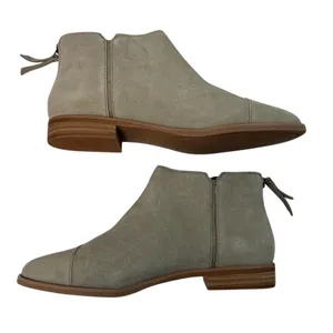 TOMS Women's Rylie Ankle Bootie Taupe Gray Natural Suede Size 8‎ Round Toe Zip thumbnail 2