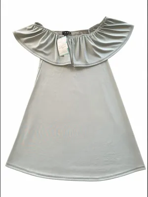 THML Off Shoulder Ruffle Dress Sage Green Boutique Size Small NWT thumbnail 3