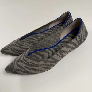 Rothy’s The Point Women’s Gray Zebra Print Knit Pointed Toe Slip-On Flats Size 9 thumbnail 3