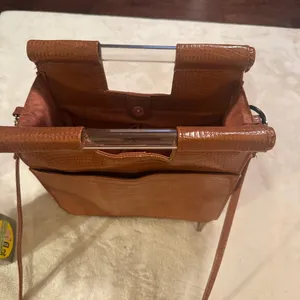 Beis Crossbody Tan Brown Cognac Faux Croc Crossbody Purse Bag With Trolly Sleeve thumbnail 10