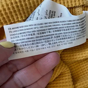 Abercrombie & Fitch XS Mustard Yellow Waffle Knit Lace‎ Up Thermal Top Henley thumbnail 7