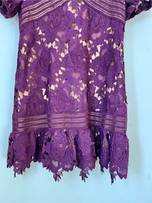 Adelyn Rae Purple 3D Lace Floral Dress Women's XL Cocktail Wedding Guest thumbnail 6