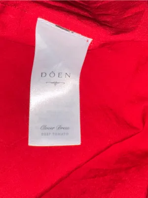NEW DÔEN Clover organic Cotton Deep tomato Red Sleeveless Midi-Dress SZ M thumbnail 10
