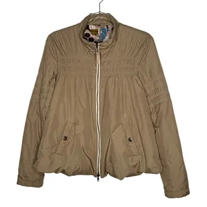 Free People Smocked Bomber Jacket with Floral Lining – Size Small thumbnail 2