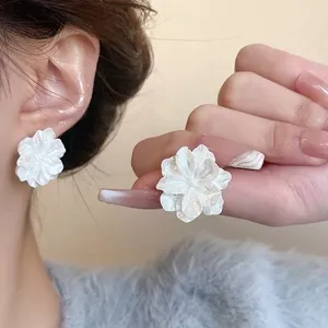 Iridescent White Flower – Lightweight Statement Floral clip-on‎ earring new thumbnail 1