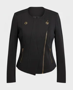 Cabi Black Asymmetrical Moto Jacket S Structured Zip Front‎ Ponte Stretch Career thumbnail 1
