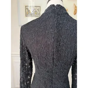 Bardot Stretchy Black Lace Long Sleeve Mock Neck Skater Dress M 6 thumbnail 4
