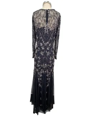 Adrianna Papell Long Sleeve Beaded Sequin Maxi Gown Size 12 thumbnail 5