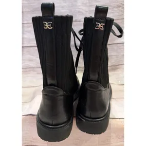$249 Sam Edelman Lydell Combat Boot Black Leather/Knit Women’s Size 10 thumbnail 6