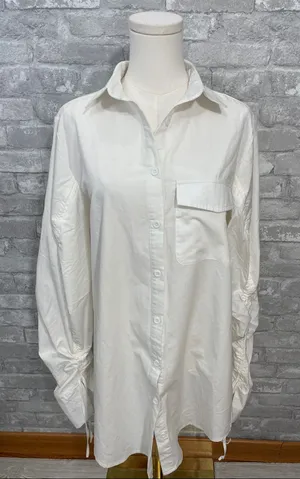 Missguided White Oversized Shirt Dress with Chest Pocket thumbnail 1
