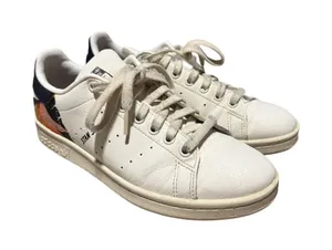Adidas Stan Smith Women's 7 White Legend Ink Orange Leather Sneaker Low Top Prep thumbnail 1