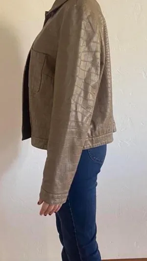 Light Brown Crocodile Print faux leather Jacket Size M thumbnail 3