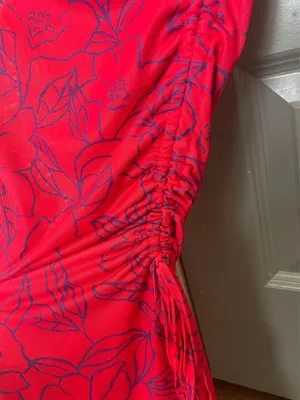 Red floral strapless mini dress thumbnail 2