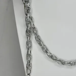 Textured Chain Link Tassel Open Wrap Necklace Silver Tone ✨ thumbnail 6