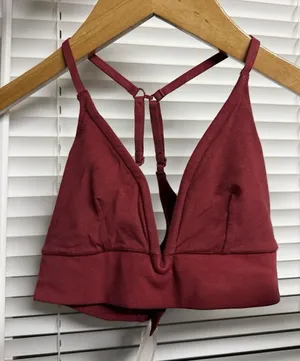 SKIN Worldwide Organic Pima Cotton Deep‎ Red Bralette Bra XS OCL71B thumbnail 1