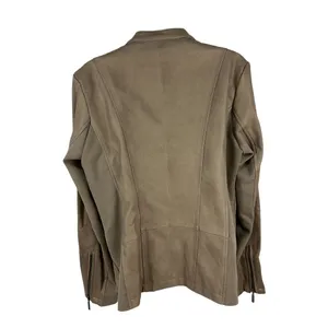 Mo-Ka Womens Faux Leather Jacket M Brown With Zipper Closures & Pockets thumbnail 2