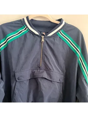 Free People Movement Navy Blue & Green Pullover Track Jacket thumbnail 3