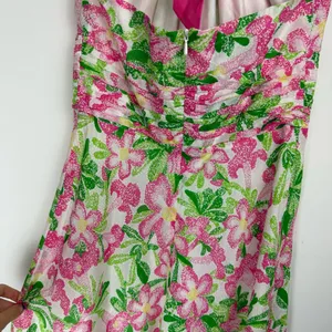 Lilly Pulitzer Floral Midi Dress Sz 2 Cotton Silk Blend Halter Neck Bow Tie Back thumbnail 13