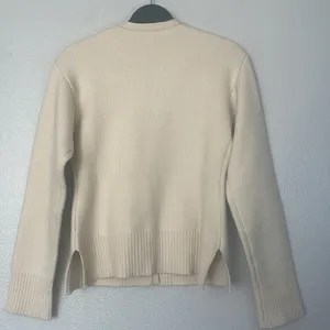 Zara Knit Ribbed Boxy Cardigan Jacket Cream Size Small thumbnail 7