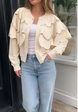 FREE PEOPLE Fluttercape Cream Sweatshirt Size Small thumbnail 1