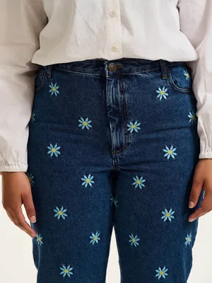 Lucy & Yak Dana Jeans Daisy Mae Embroidery Organic Cotton High Rise 80s Mom thumbnail 8