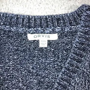 ORVIS‎ V Neck Chenille Knit Sweater Women XL Blue Marled Long Sleeve Cozy Casual thumbnail 7