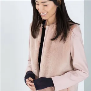 Zara pink wool peacoat faux fur blogger fave Small thumbnail 15