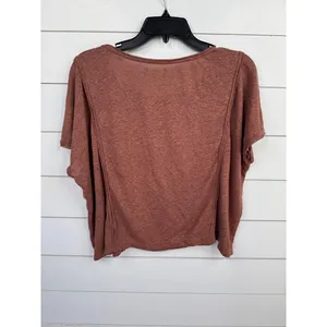 Max Studio London Womens Size M Burnt Orange Brown Scoop Neck Textured Top thumbnail 2