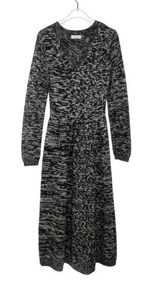 Calvin Klein Black & White Marled Knit Sweater Dress Small Preppy Cozycore thumbnail 1