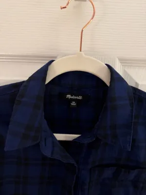 Madewell Navy Blue Arion Plaid Wrap Front Shirt XS thumbnail 6